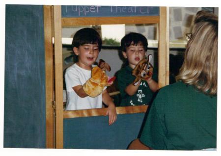 Preschool Puppet Show (That's me on the left with the white shirt)